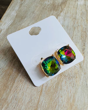 Peacock Crystal Stud Earrings