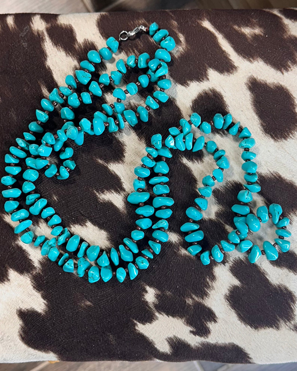 Long Chunky Chip Turquoise Necklace