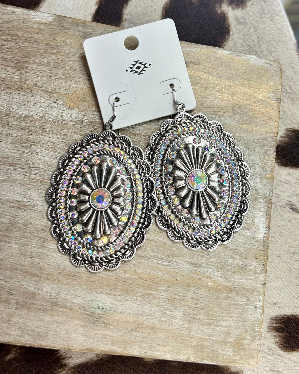 Large Rhinestone Concho Earrings