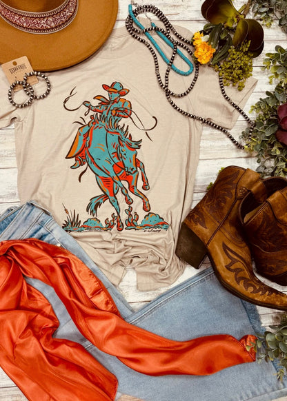 Bright & Turquoise Cowboy Tee