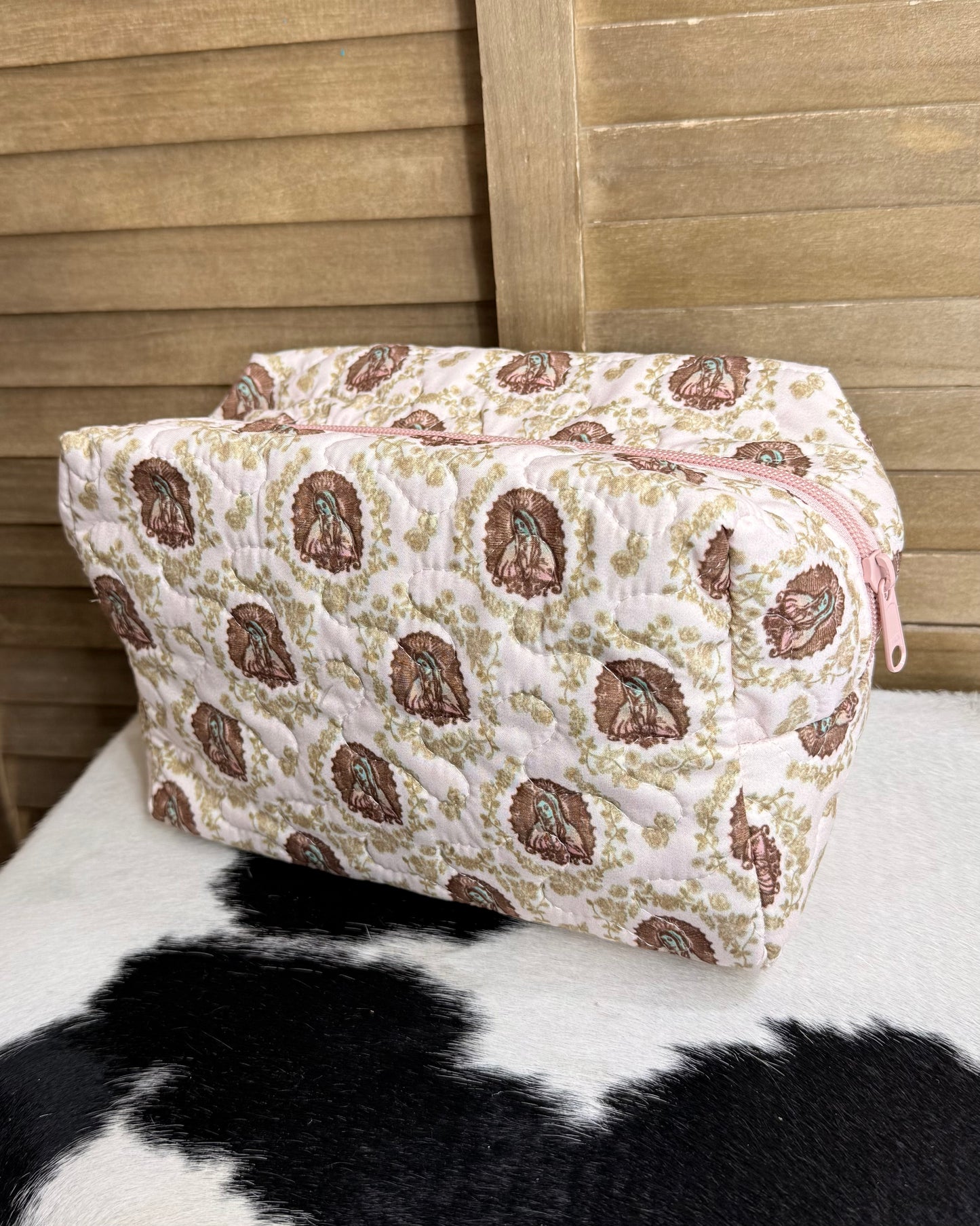 Lady of Guadalupe Rose Quilted Toiletry Bag