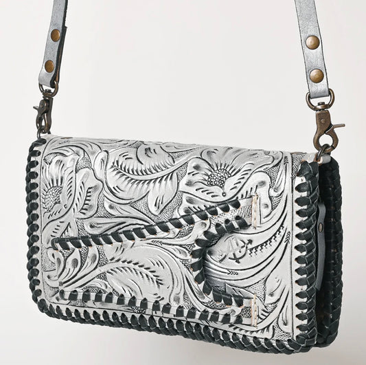 Silver Tooled Clutch Crossbody