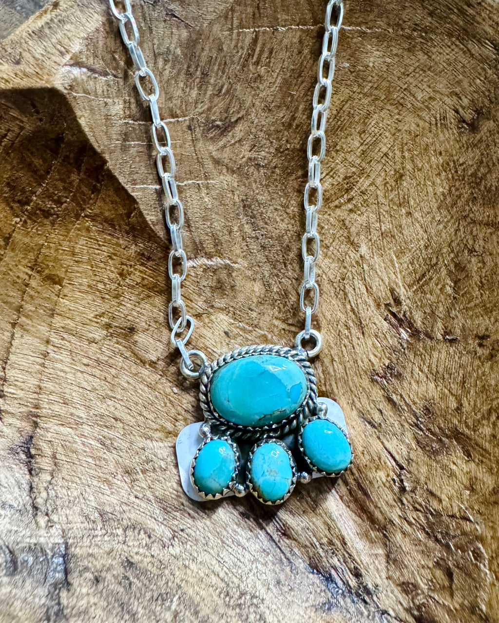 Kingman Turquoise Chain Necklace *Sterling