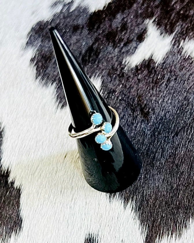 Adjustable Turquoise 4stone Ring *Sterling