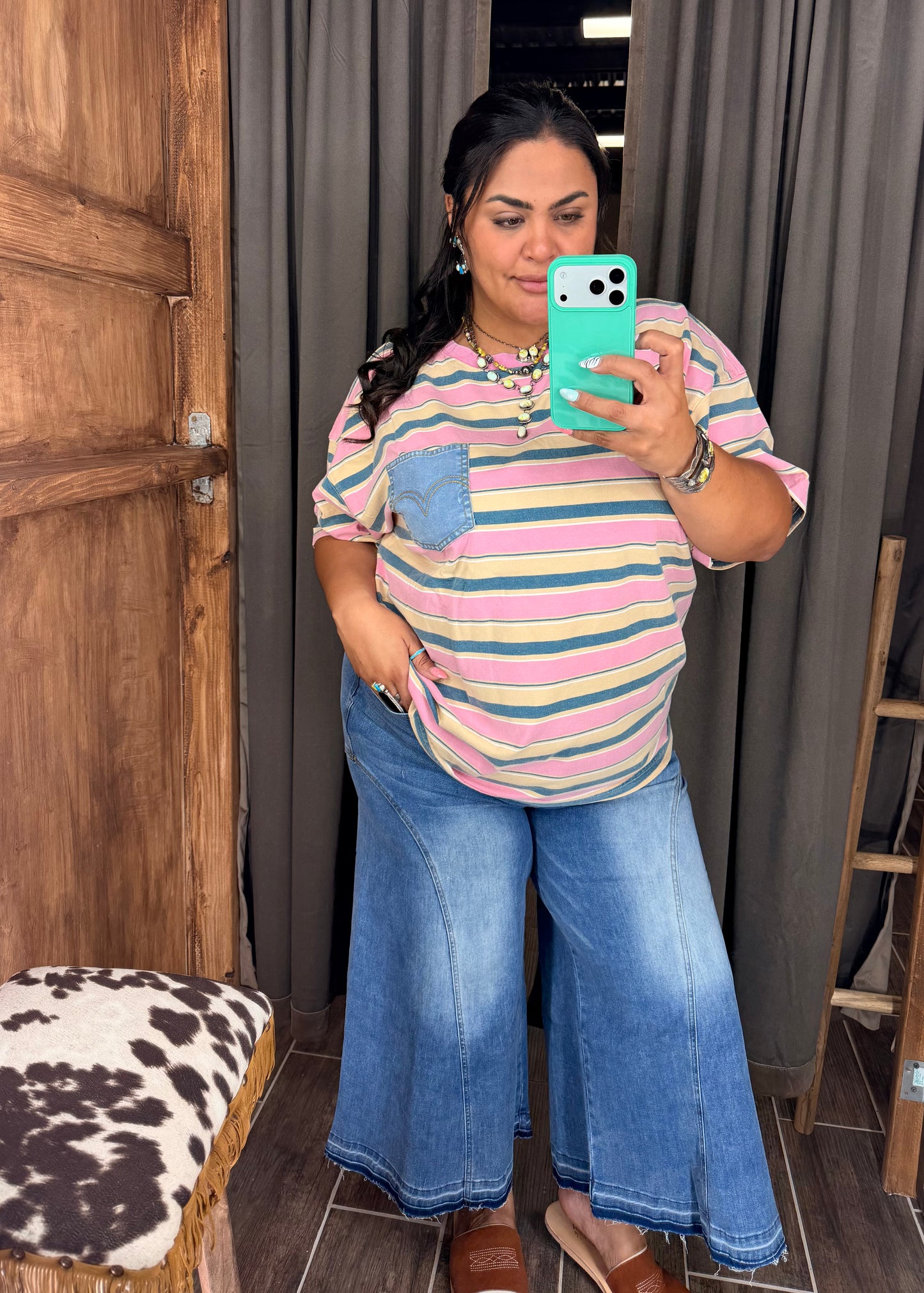 Crop Denim Stretch Pants