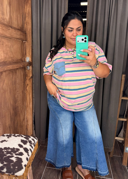 Crop Denim Stretch Pants