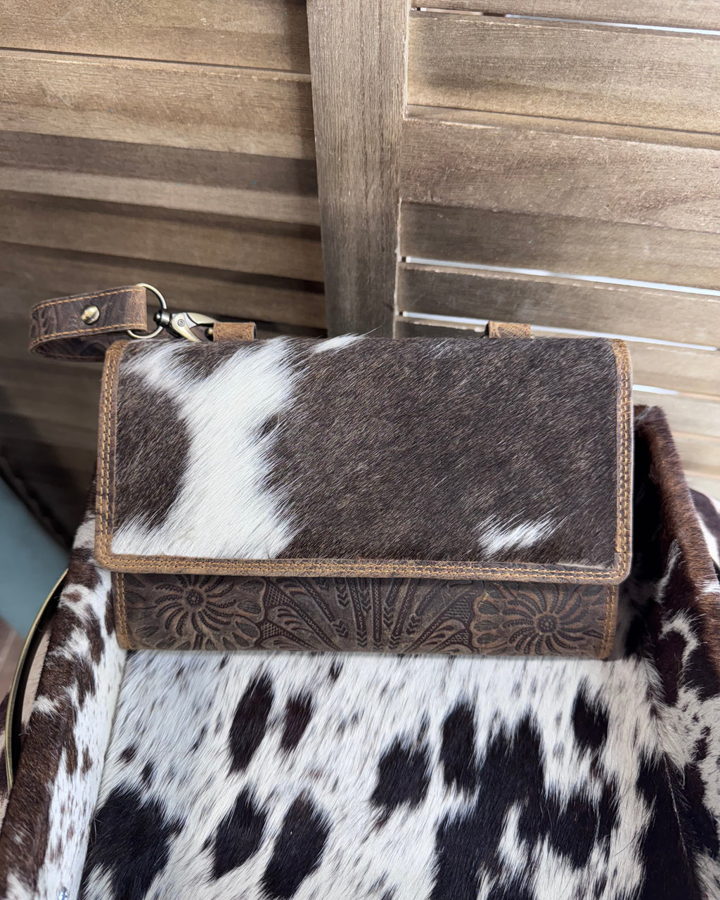 Cowhide Stamped Crossbody