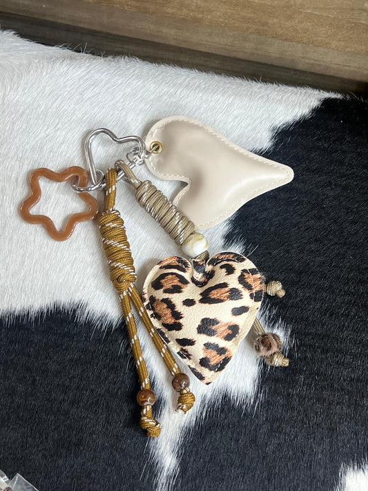 Cheetah Heart Bag Charm