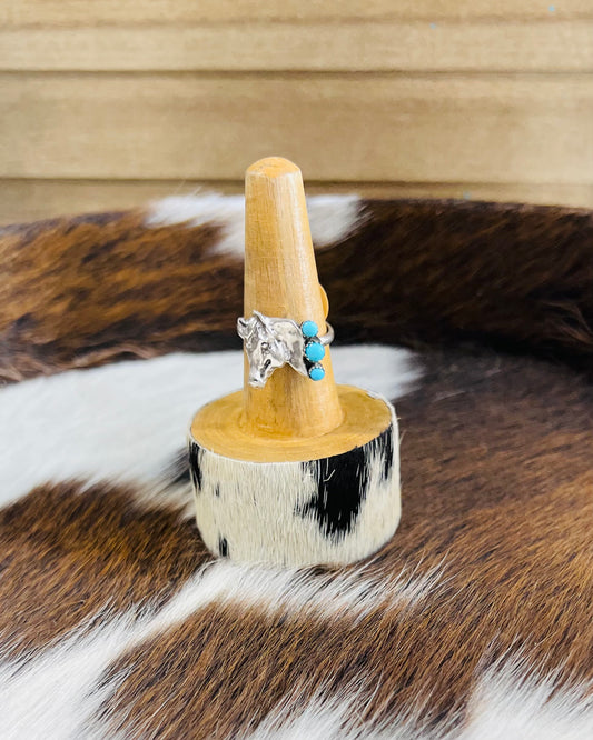 Genuine Turquoise Horse Ring