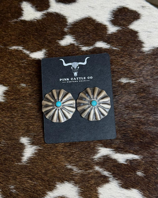 Sterling Concho Stud Earrings *Native