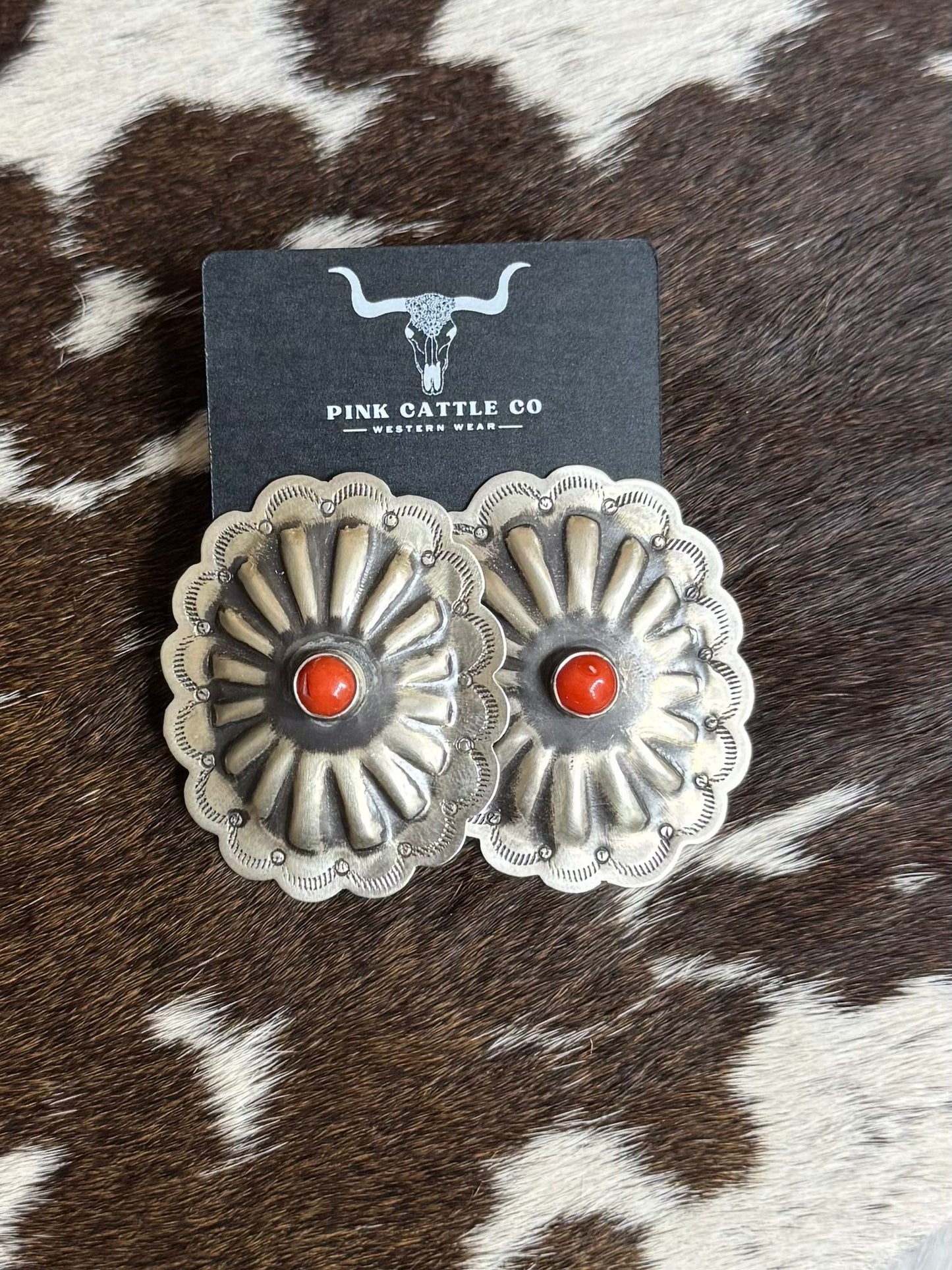 Coral Concho Earrings *Native