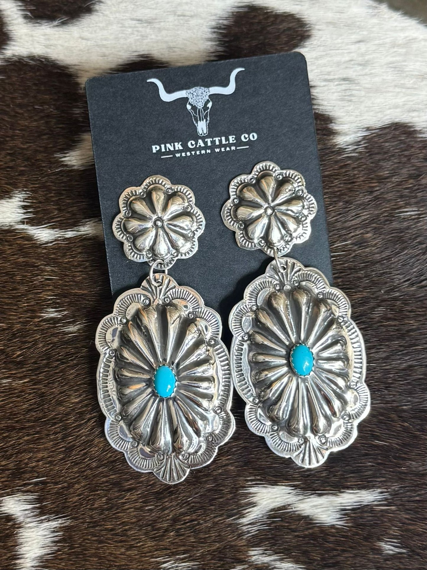 Concho Turquoise Dangle Earrings *Native