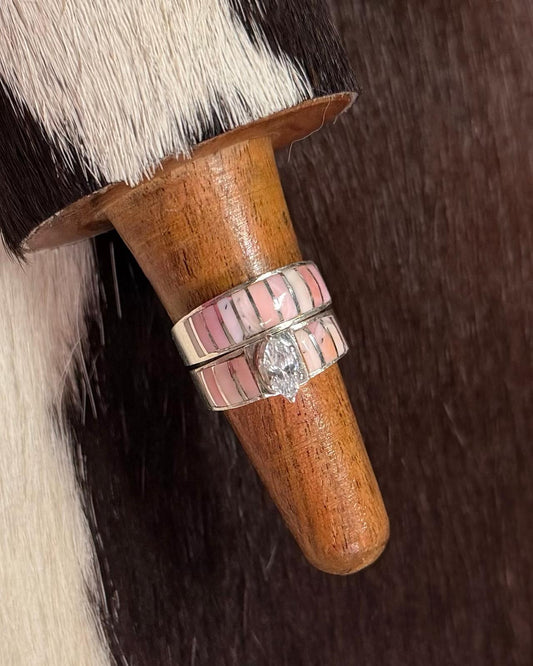 Double Pink Wedding Band Ring *Native