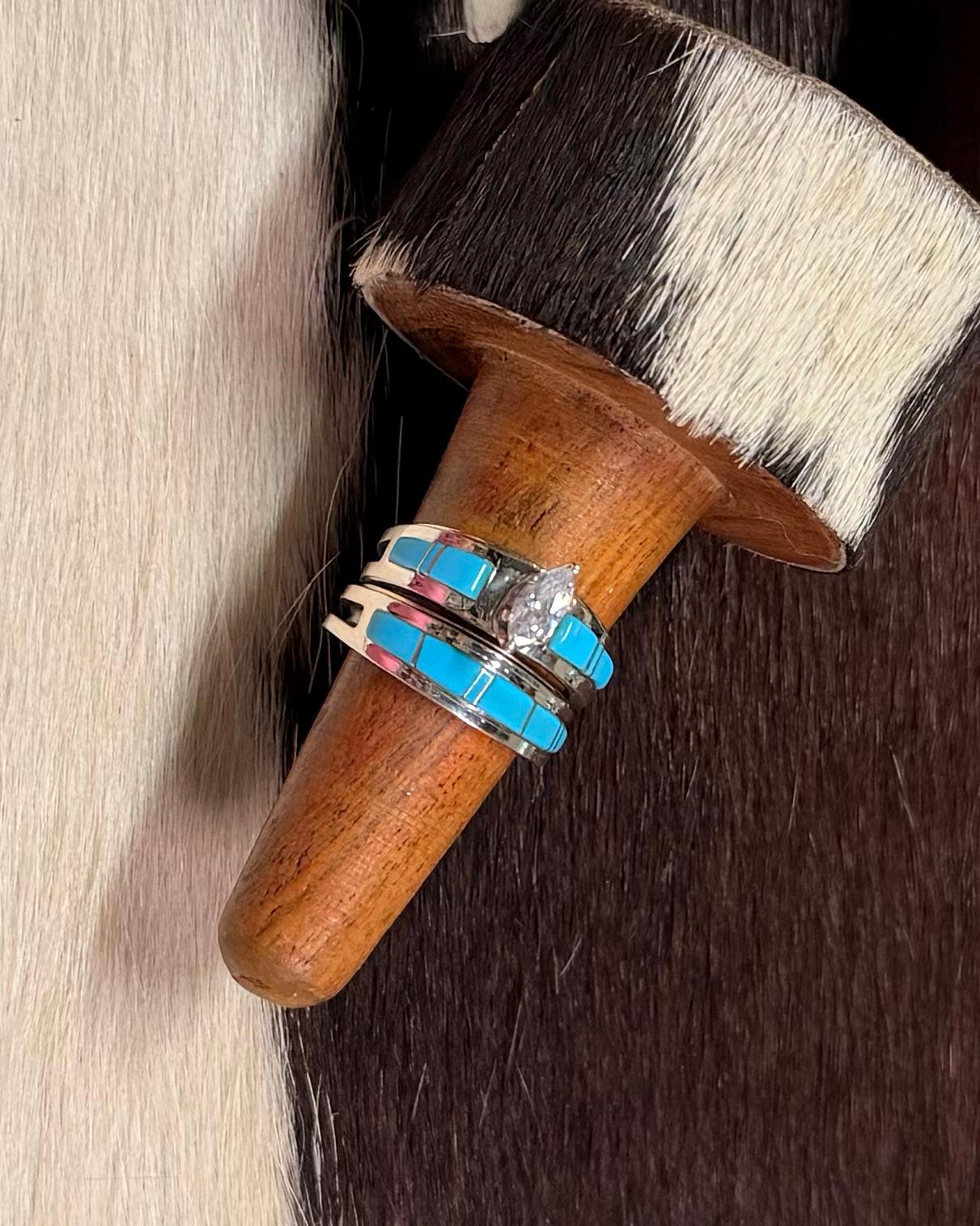 Double Blue Wedding Band Ring *Native