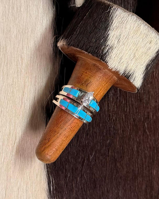 Double Blue Wedding Band Ring *Native