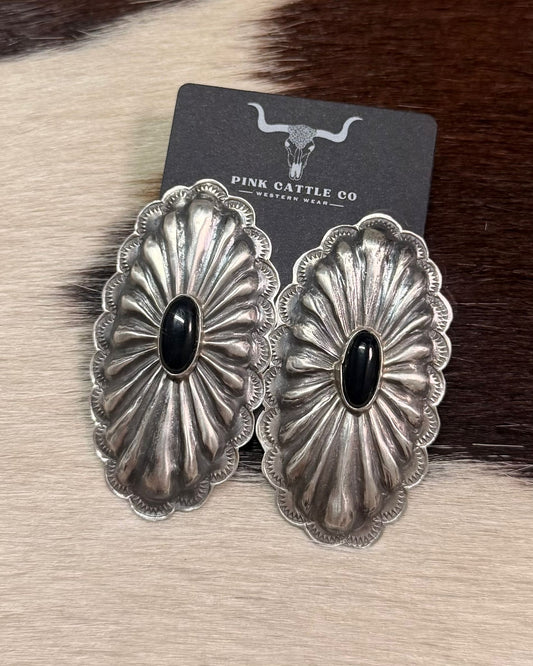 PRESALE Rita Lee Black Onyx Concho Earrings
