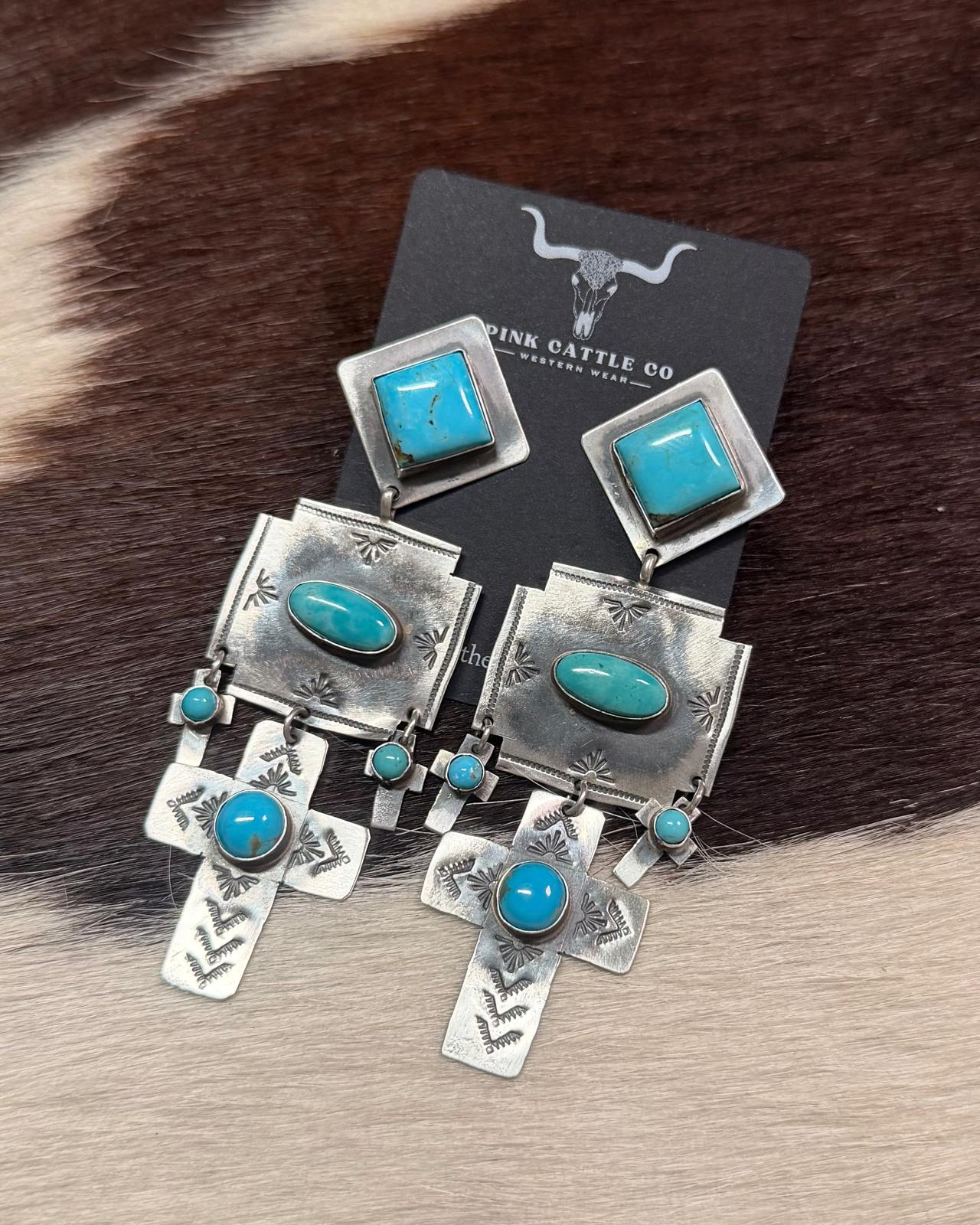 Rita Lee Kingman Cross Chandelier Dangle Earrings *Native