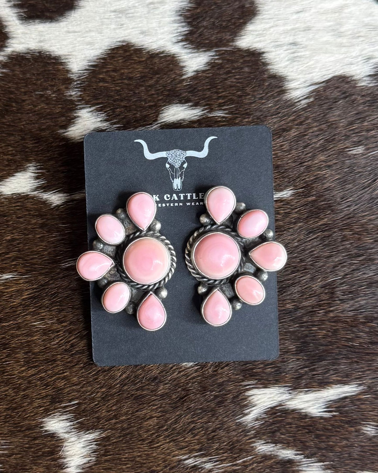 Pink Conch Half Cluster Earrings *Native