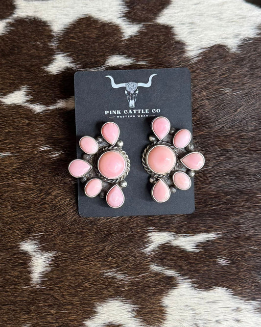 Pink Conch Half Cluster Earrings *Native
