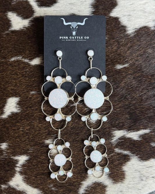 Long Flower Dangle Earrings *Native