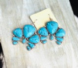 Turquoise Squash Blossom Copper  Earrings