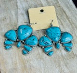 Turquoise Squash Blossom Silver  Earrings