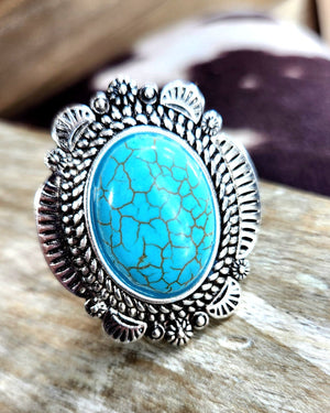 Round turquoise Silver Ring