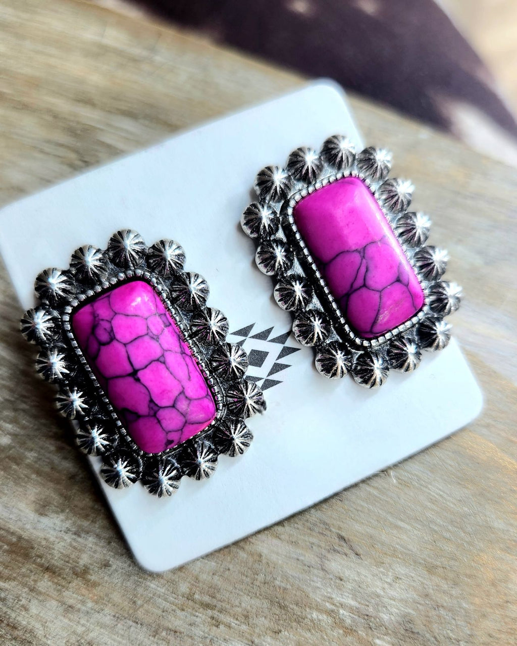 Pink Stone Stud Earrings