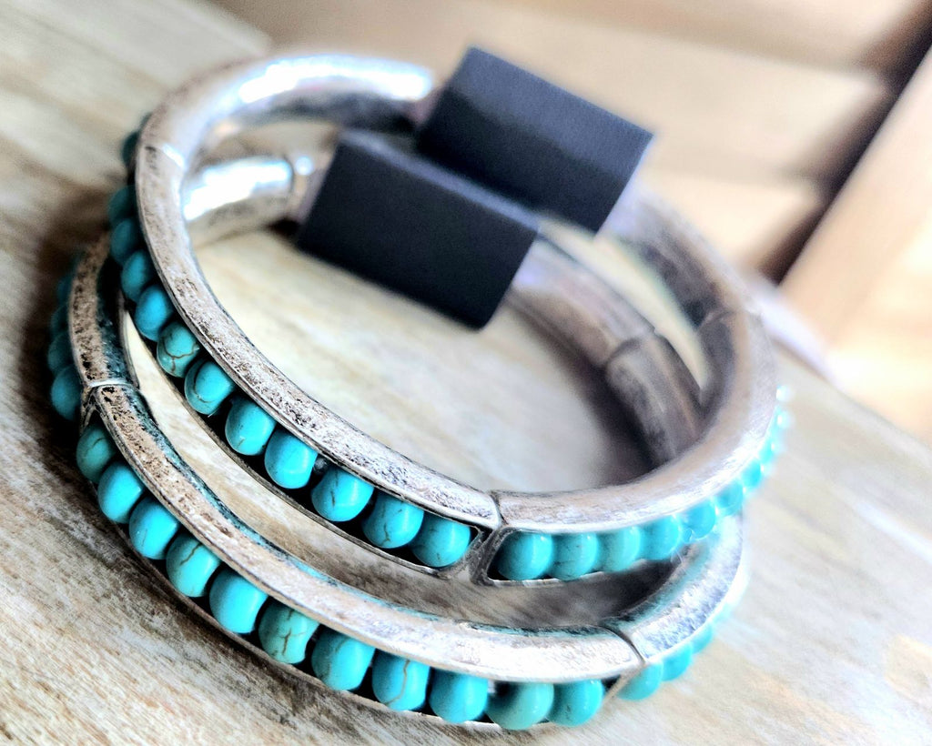 Silver with turquoise stone bracelet