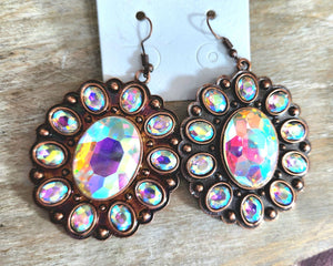 Large Rhinestone Dangle Earrings