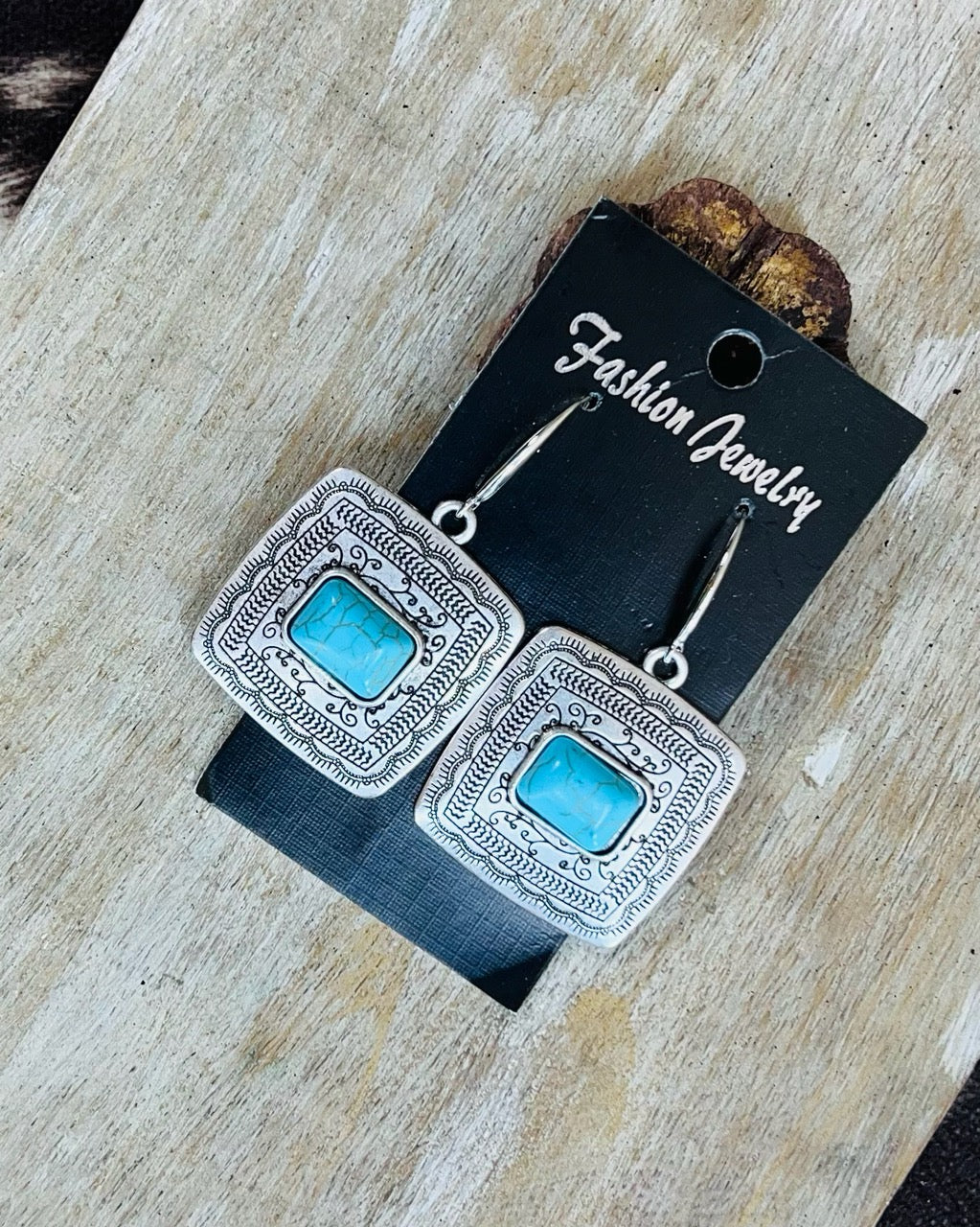 Turquoise Square Dance Earrings