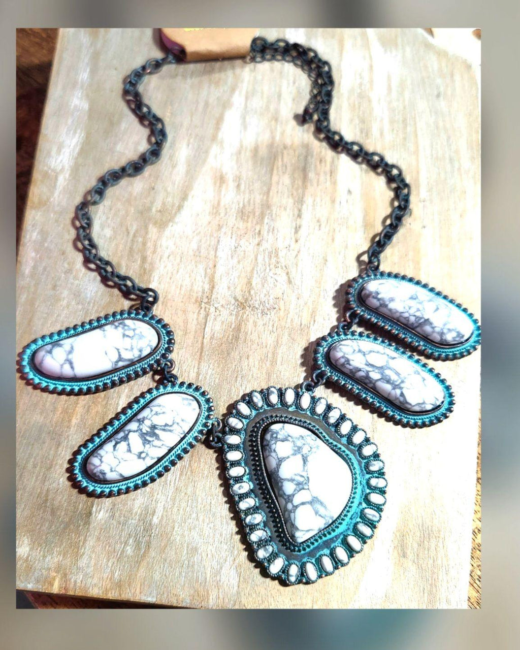 Patina with stones necklace