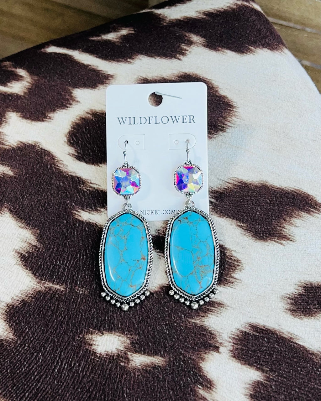 Turquoise rhinestone stud earrings