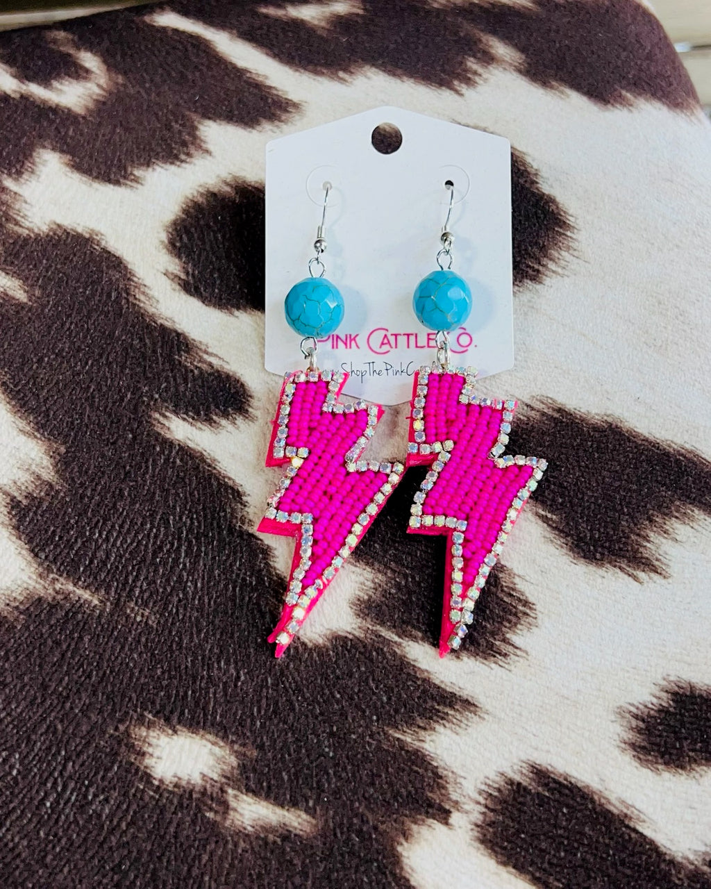 Pink Lightning Bolt  Dangle Earrings