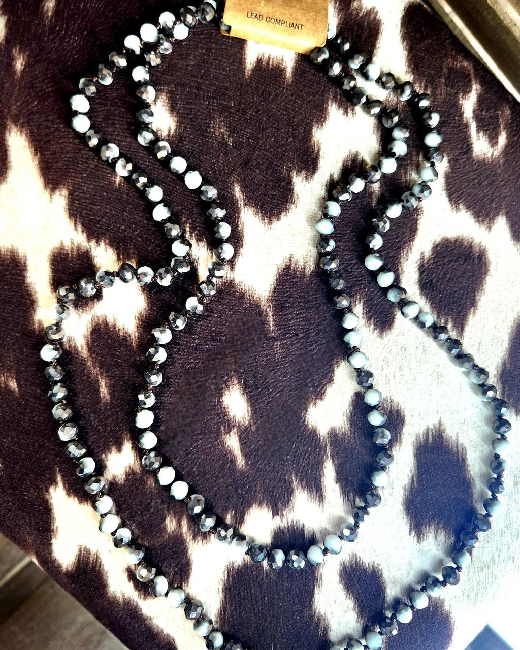 Black & white marble beaded necklace