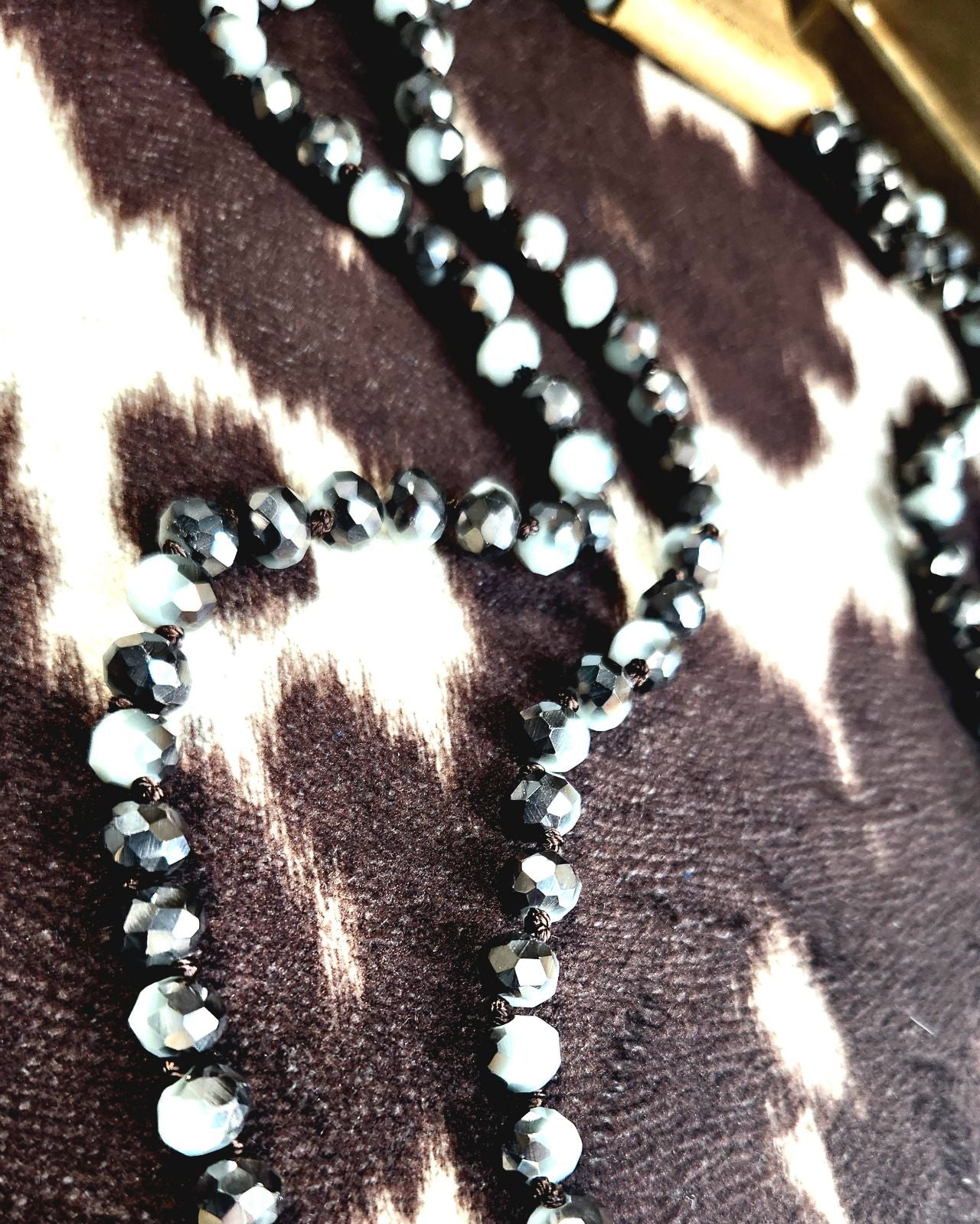 Black & white marble beaded necklace