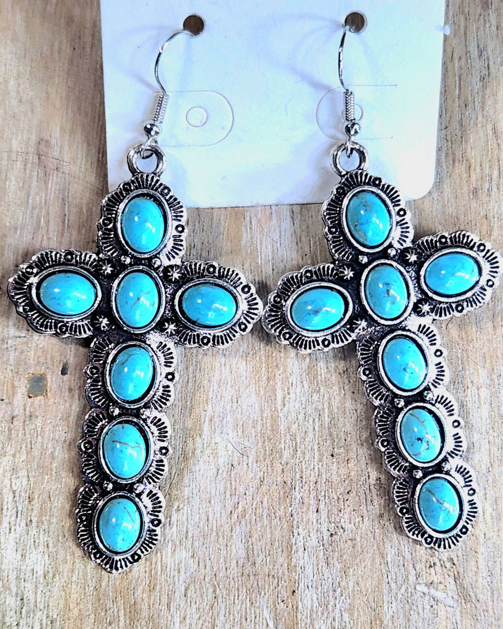Turquoise Cross Dangle Earrings