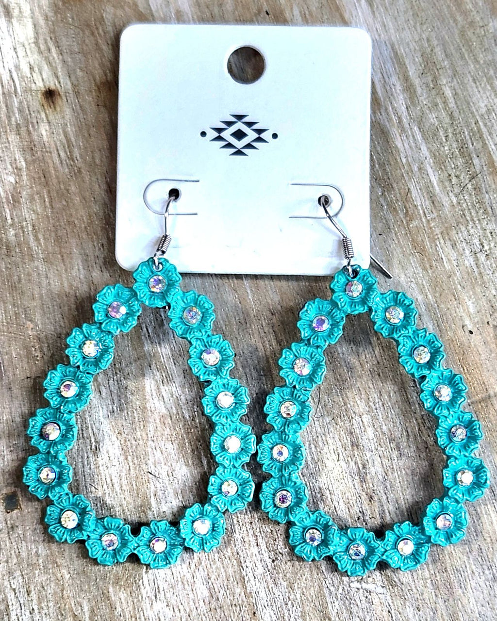 Turquoise with rhinestone dangle earrings