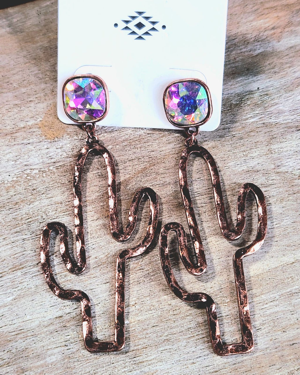 Copper Cactus Dangle  Earrings
