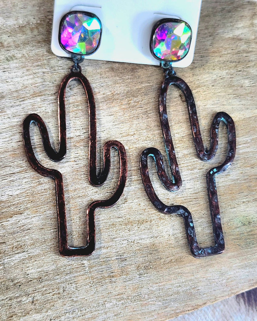 Patina Cactus dangle earrings