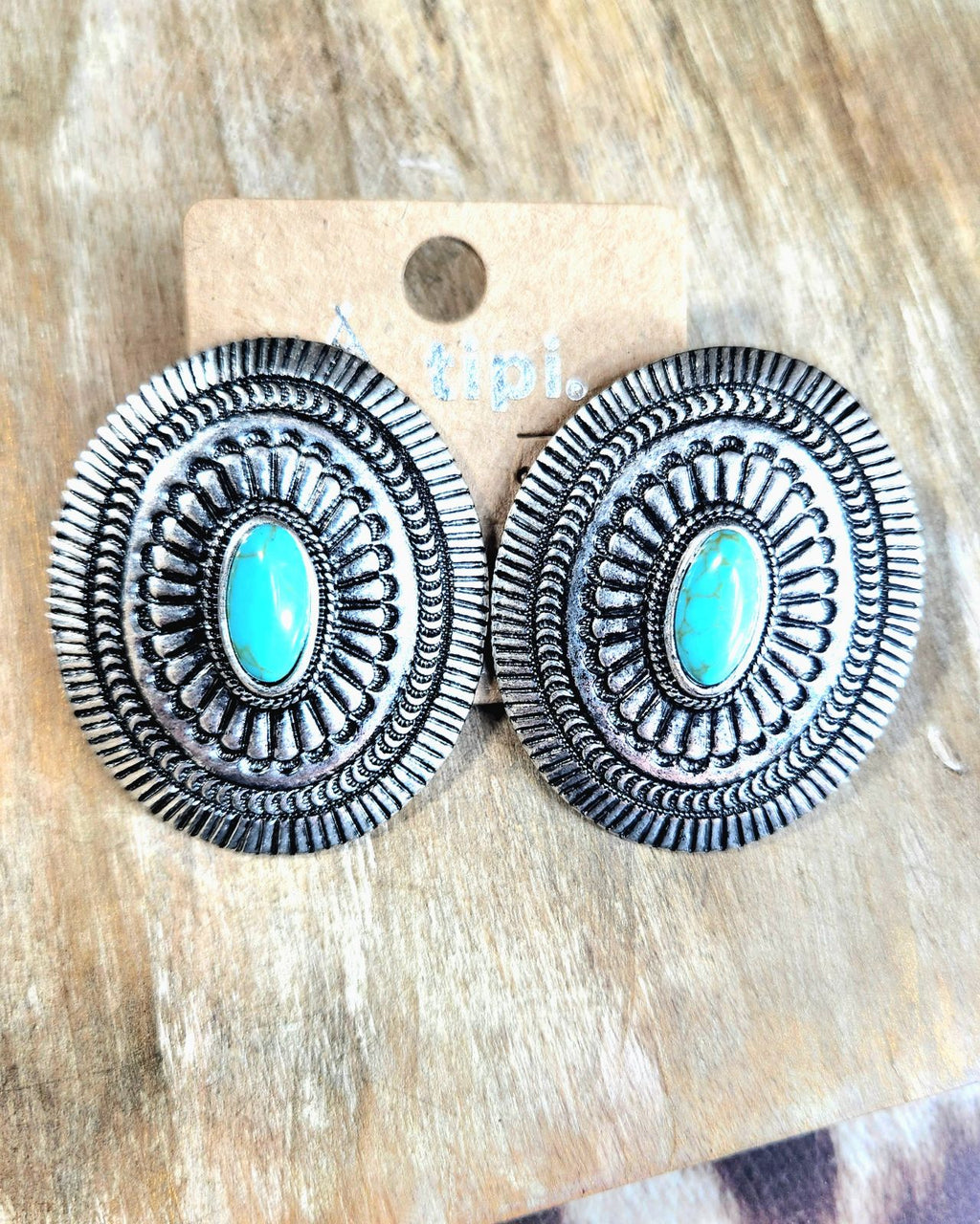 Concho round clip on earrings
