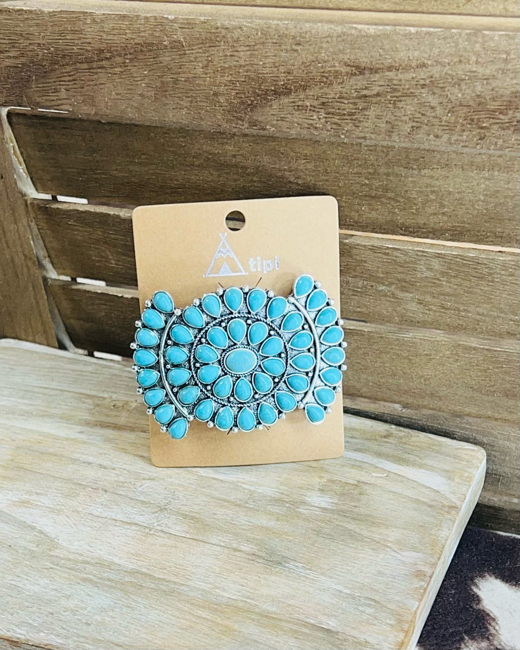 Square Turquoise Stone Hair Clip