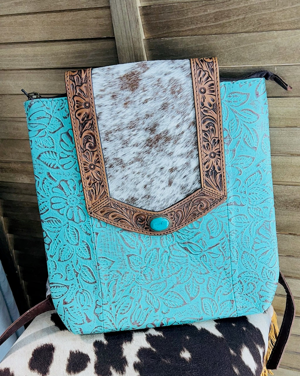 Turquoise Tooled Backpack
