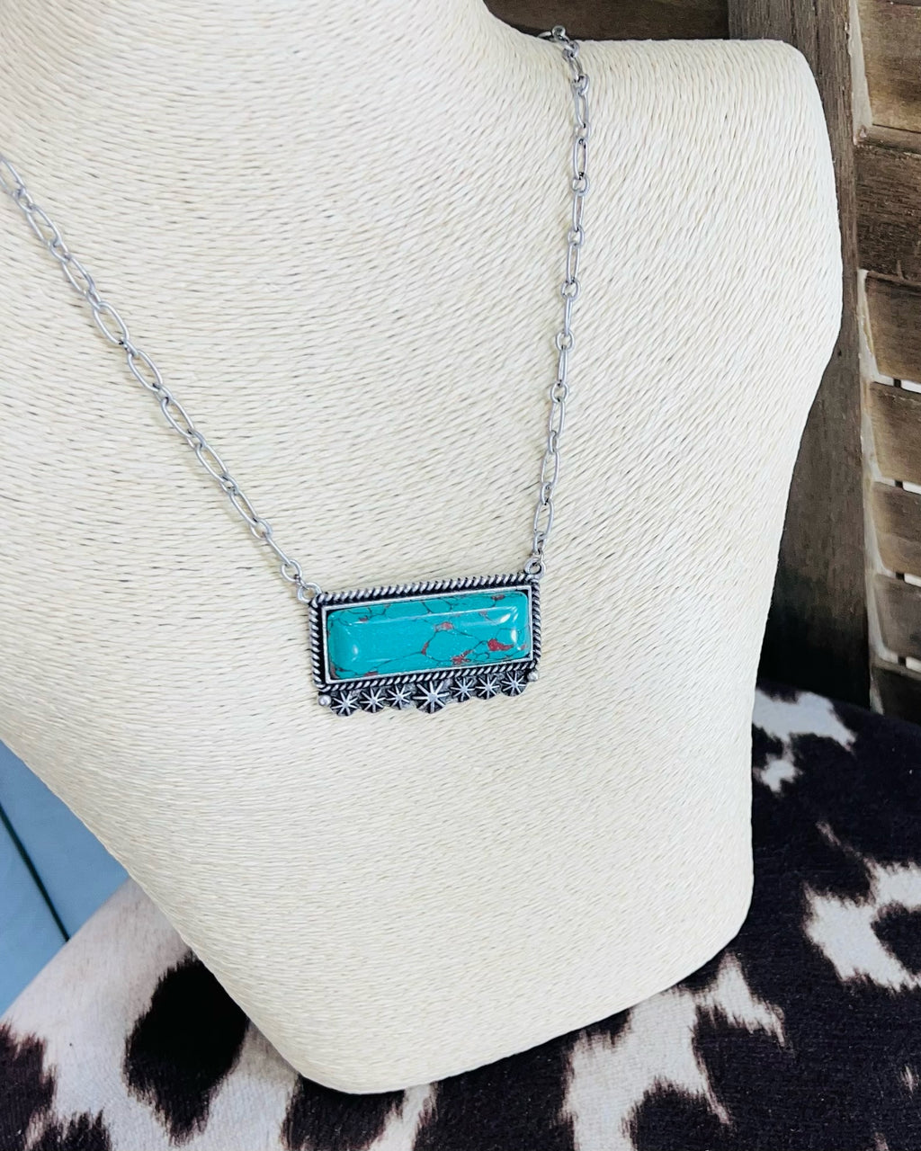 Turquoise Chain Bar Necklace