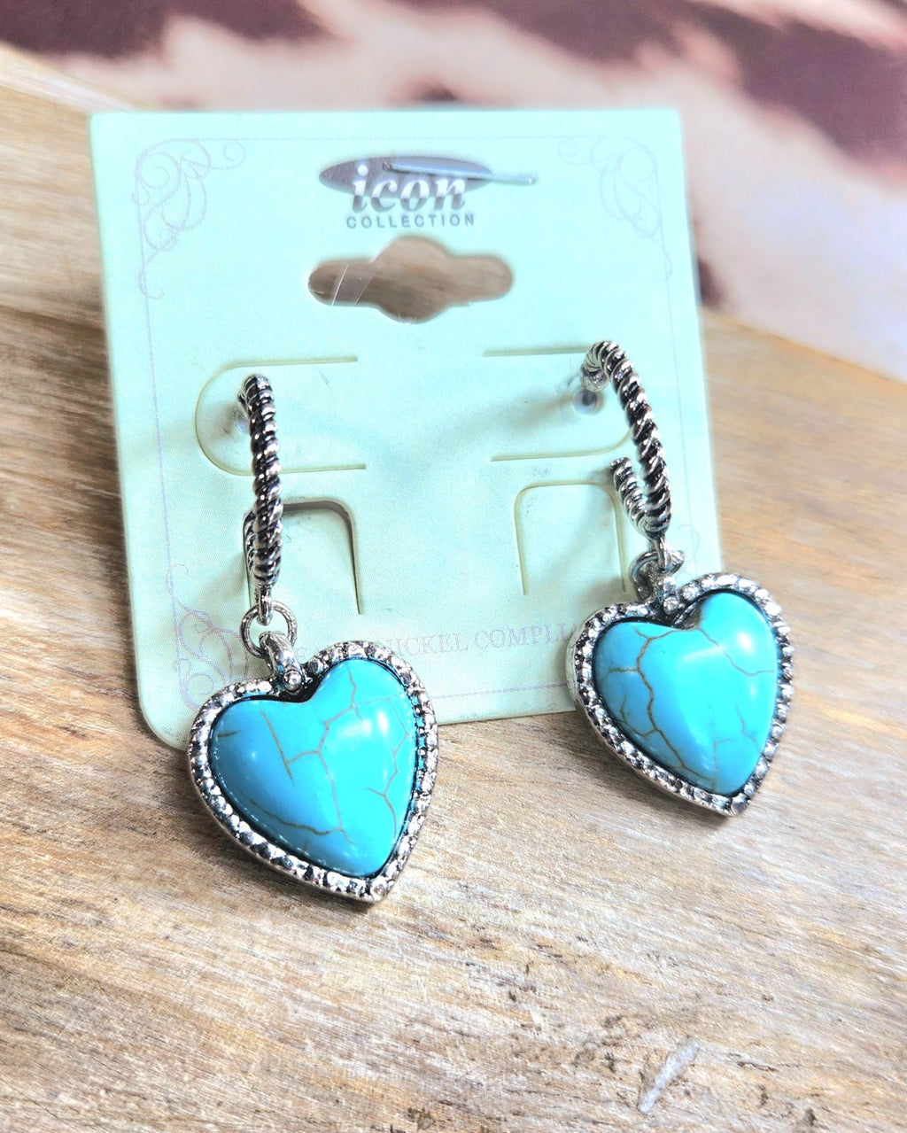 Turquoise Heart hoop Earrings