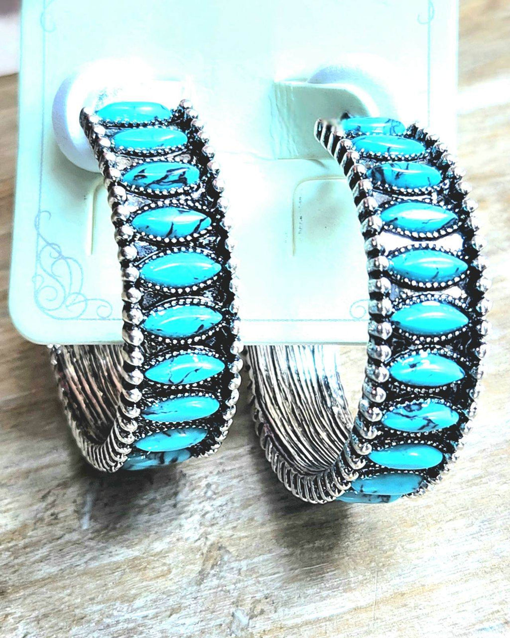 Hoops with Turquoise  pebbles
