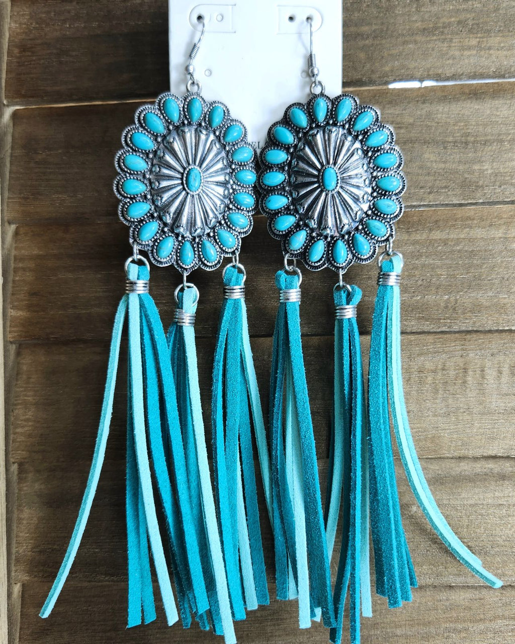 Fringe turquoise dangle earrings