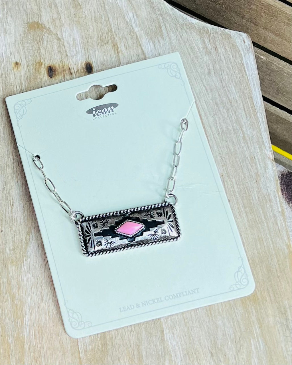 Pink Arizona square necklace