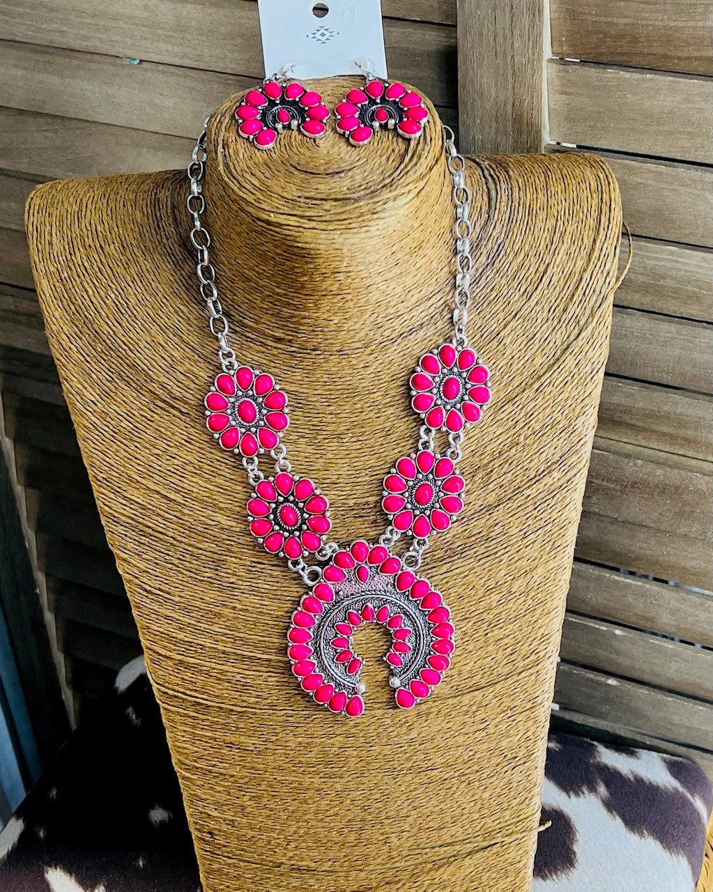 Pink Statement Squash Blossom Necklace