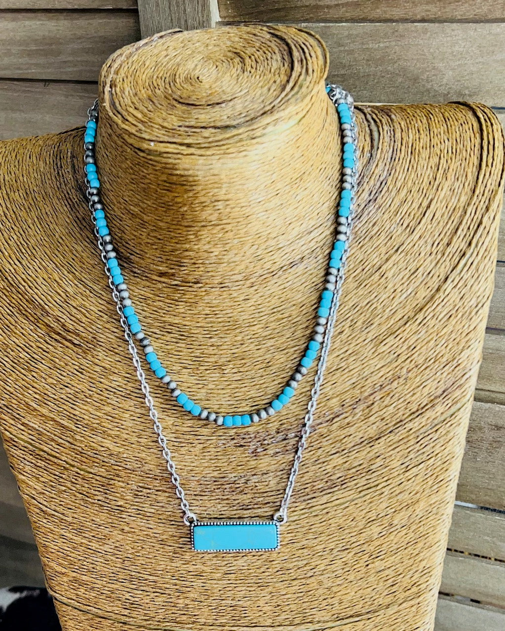 Layered Turquoise Bar Necklace